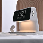 3-in-1 Bedside Lamp with LCD Alarm Clock and Wireless Charging Dimmable Touch Control Date and Temperature Display Made of ABS