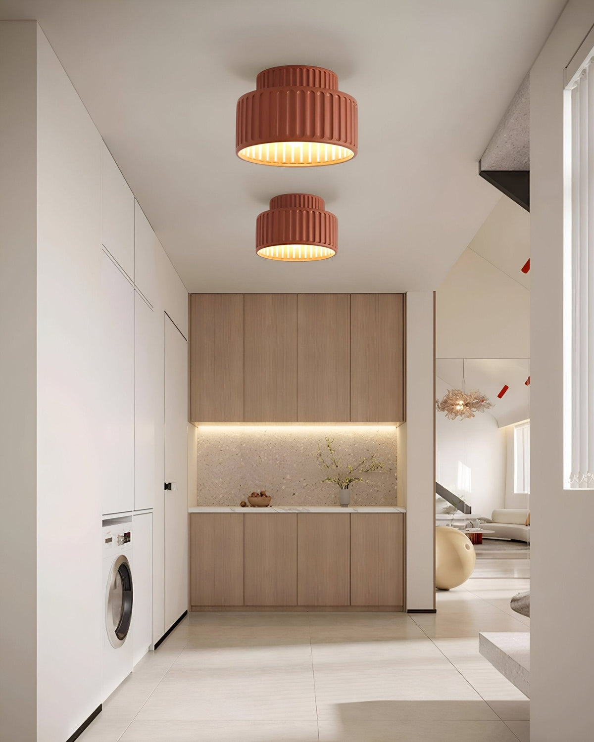 Ceiling light - Ribbed resin design - Timeless elegance for any room