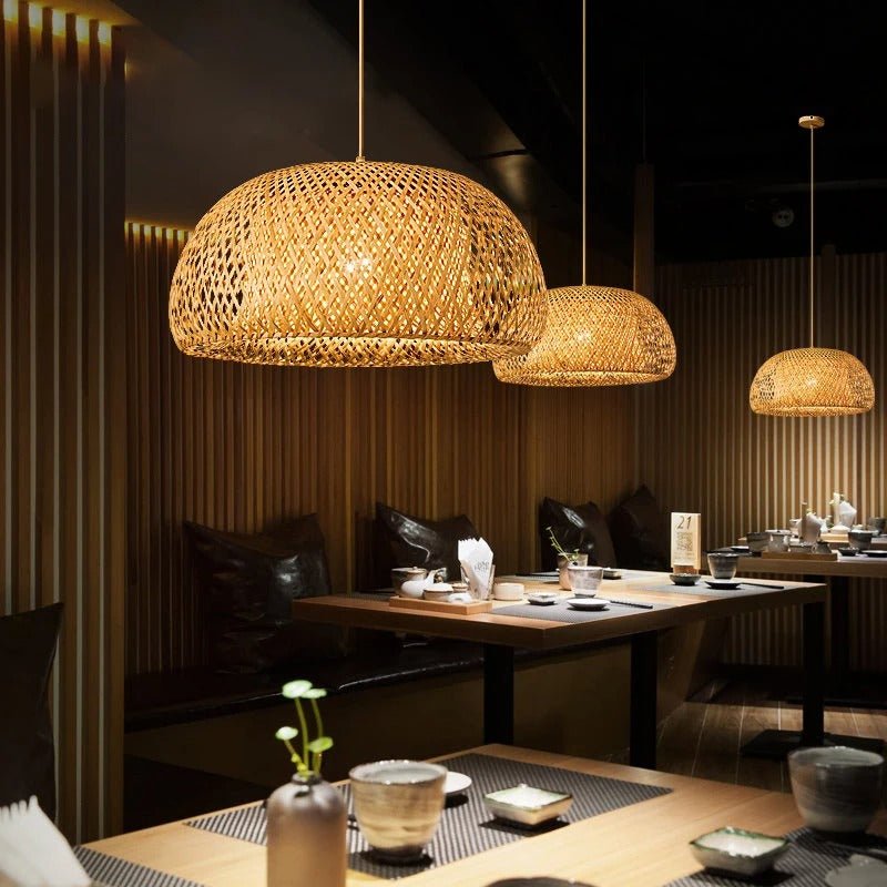 Pendant Lamp - Hand-woven Bamboo - Elegant Oriental Ambient Lighting