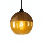 Pendant lamp - Scandinavian wood with tinted glass