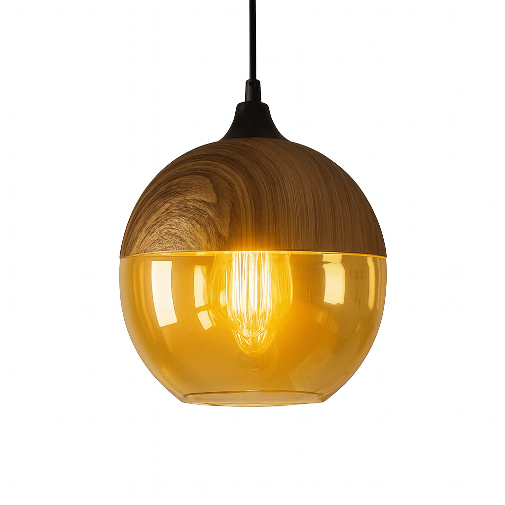 Pendant lamp - Scandinavian wood with tinted glass
