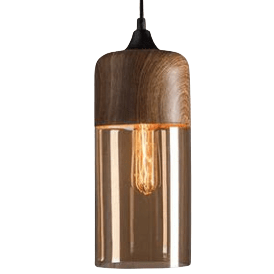 Pendant lamp - Scandinavian wood with tinted glass