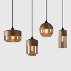 Pendant lamp - Scandinavian wood with tinted glass