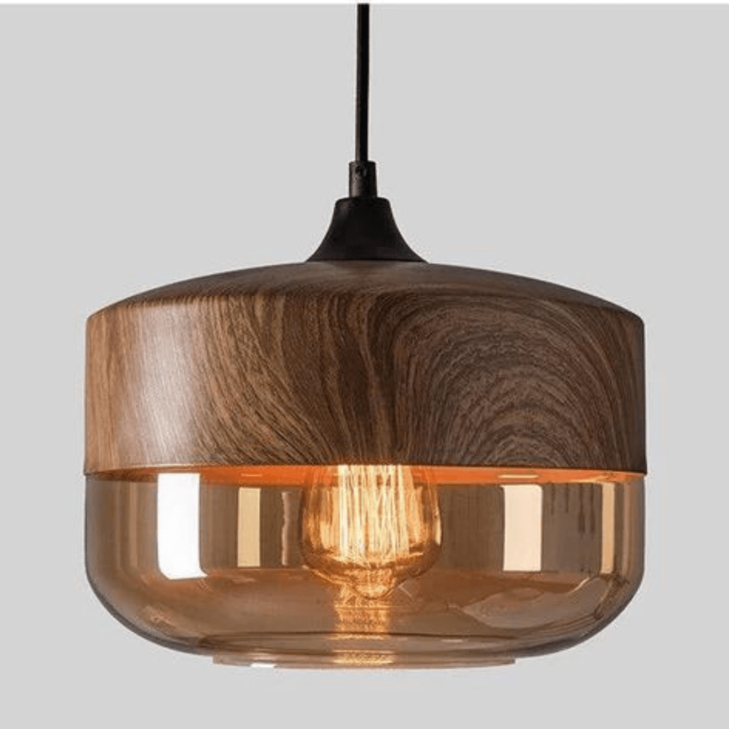 Pendant lamp - Scandinavian wood with tinted glass