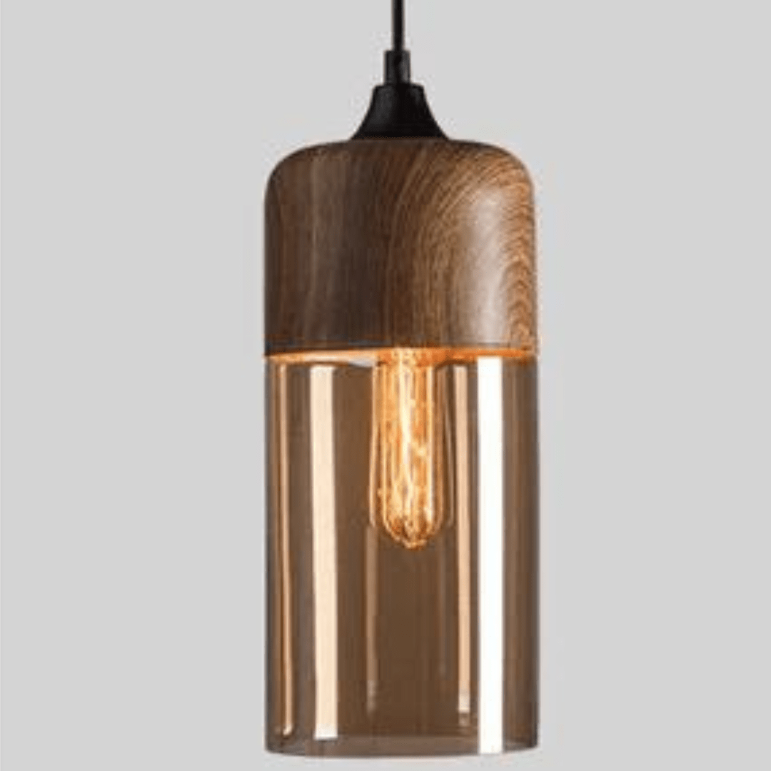 Pendant lamp - Scandinavian wood with tinted glass