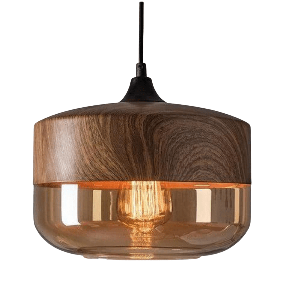 Pendant lamp - Scandinavian wood with tinted glass