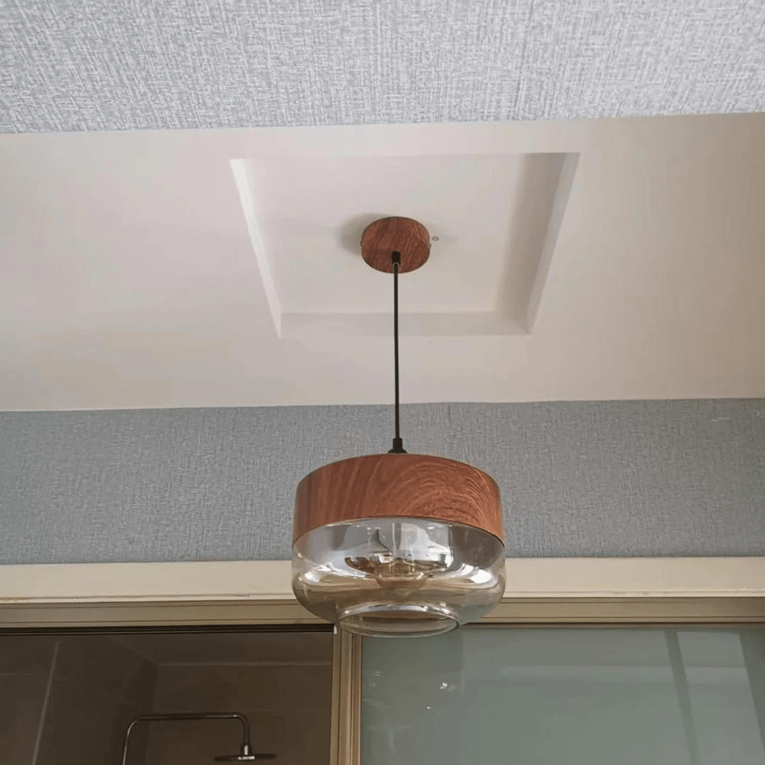 Pendant lamp - Scandinavian wood with tinted glass