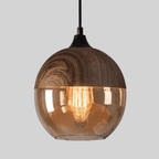 Pendant lamp - Scandinavian wood with tinted glass
