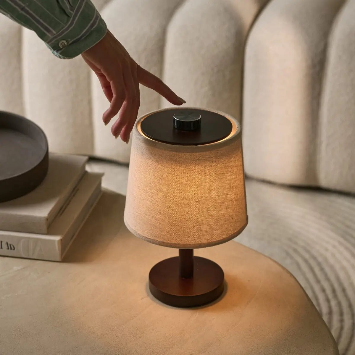 Table Lamp - Dimmable Minimalist Wooden Lamp - Rechargeable