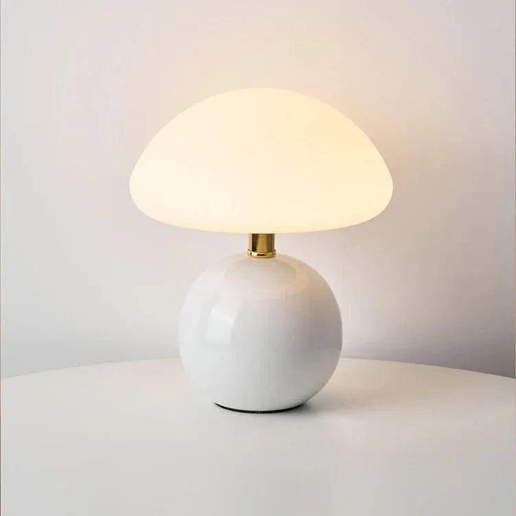 Table lamp - Cream-colored finish - Mushroom shape