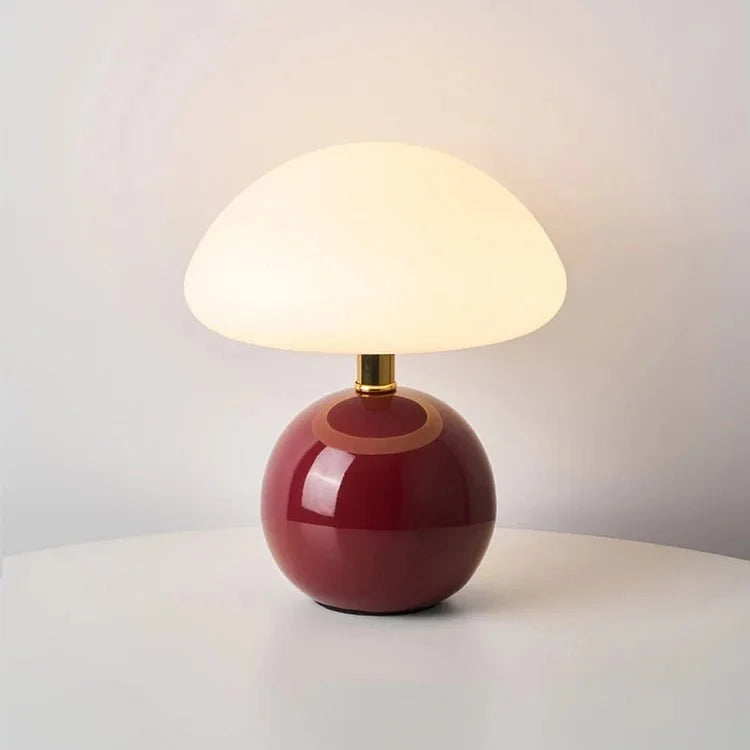 Table lamp - Cream-colored finish - Mushroom shape