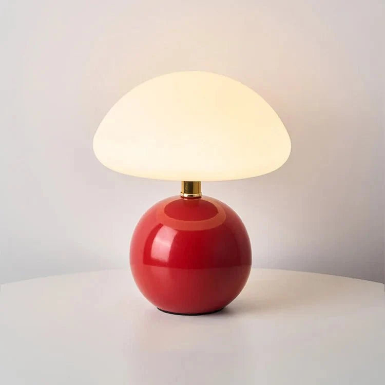 Table lamp - Cream-colored finish - Mushroom shape